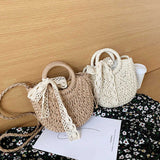 Small Net Red Woven Lace Ribbon Straw Handbag Bag