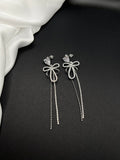 AndQ Bowknots Hearts Zircon Temperament Simple Tassels Earrings