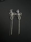 AndQ Bowknots Hearts Zircon Temperament Simple Tassels Earrings