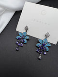 AndQ Blue Turquoise and Purple Zircon Drop Earrings