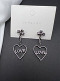 AndQ Purple Love Heart Drop Earrings