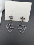 AndQ Purple Love Heart Drop Earrings