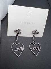 AndQ Purple Love Heart Drop Earrings