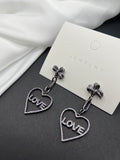 AndQ Purple Love Heart Drop Earrings