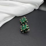 AndQ Green Cube Zircon Studs Earrings