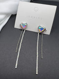 AndQ Aurora Zircon Heart Double Tassels Earrings