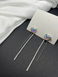 AndQ Aurora Zircon Heart Double Tassels Earrings