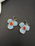 AndQ Blue Flower Shinny  Zircon Micro Embedded Earrings