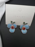 AndQ Blue Flower Shinny  Zircon Micro Embedded Earrings