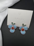 AndQ Blue Flower Shinny  Zircon Micro Embedded Earrings