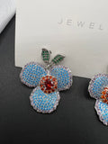 AndQ Blue Flower Shinny  Zircon Micro Embedded Earrings