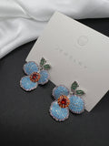 AndQ Blue Flower Shinny  Zircon Micro Embedded Earrings