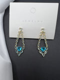 AndQ Blue Transparent Zircon Embedded Heart Earrings