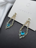 AndQ Blue Transparent Zircon Embedded Heart Earrings