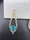 AndQ Blue Transparent Zircon Embedded Heart Earrings