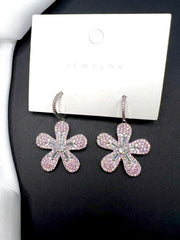 AndQ Pink Pink Peach Blossom Zircon Embedded Earrings