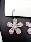 AndQ Pink Pink Peach Blossom Zircon Embedded Earrings