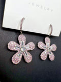 AndQ Pink Pink Peach Blossom Zircon Embedded Earrings