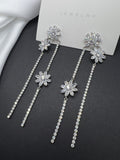 AndQ Zircon Flowers Tassels Earrings