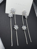 AndQ Zircon Flowers Tassels Earrings