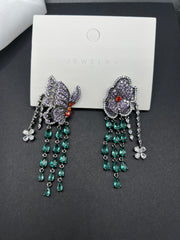 AndQ Flowers Love Butterfly Zircon Tassels Earrings