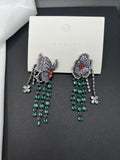 AndQ Flowers Love Butterfly Zircon Tassels Earrings