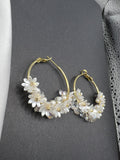 AndQ Handmade Fairy Flowers and Crystal Beads Hoop Earrings