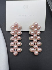 AndQ Pink Pearls Elegant Earrings