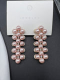 AndQ Pink Pearls Elegant Earrings