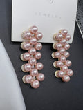 AndQ Pink Pearls Elegant Earrings