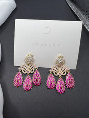 AndQ Rose Red Zircon Micro Embedded Earrings