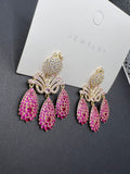 AndQ Rose Red Zircon Micro Embedded Earrings