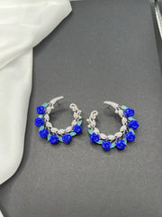 AndQ Blue Rose Garland Zircon Micro Embedded Earrings