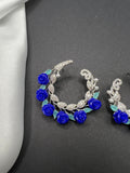 AndQ Blue Rose Garland Zircon Micro Embedded Earrings