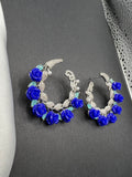 AndQ Blue Rose Garland Zircon Micro Embedded Earrings