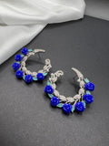 AndQ Blue Rose Garland Zircon Micro Embedded Earrings