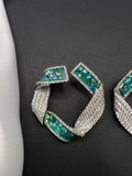 AndQ Ribbon Zircon Micro Embedded and Enamel Studs Earrings