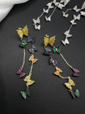 AndQ Dancing Butterflies Zircon Embedded Tassel Earrings