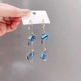 AndQ【In Oceans】two-in-one Blue crystals Temperament Tassel Earring